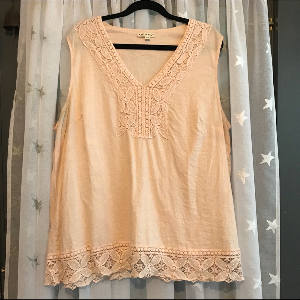 Peachy linen-blend Artisan NY shell 3x